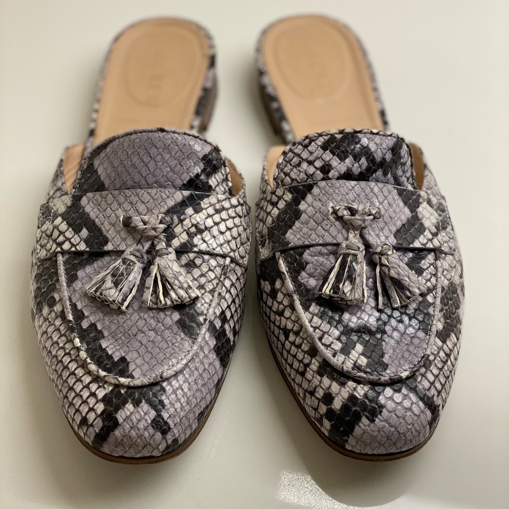 J.Crew slides  size 7.5 snake skin embossed